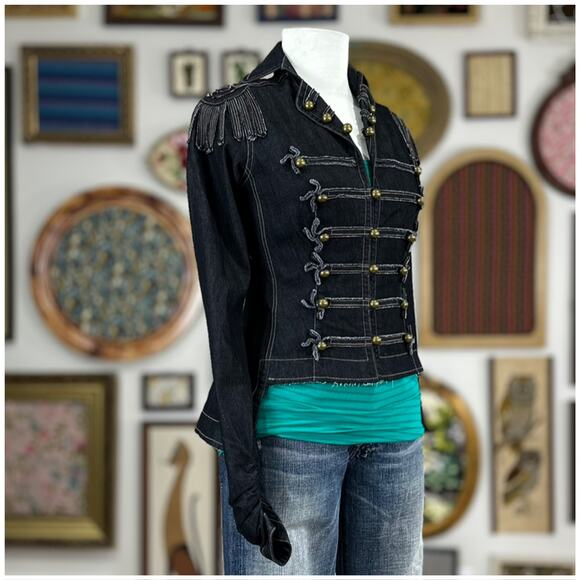 Byron Lars Beauty Mark Military Denim Jacket Womens Size 4 NWT Michael Jackson - Picture 5 of 12
